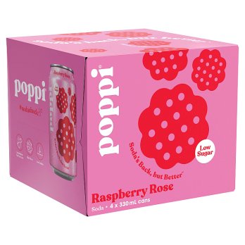 Poppi Raspberry Rose Soda 4 x 330ml