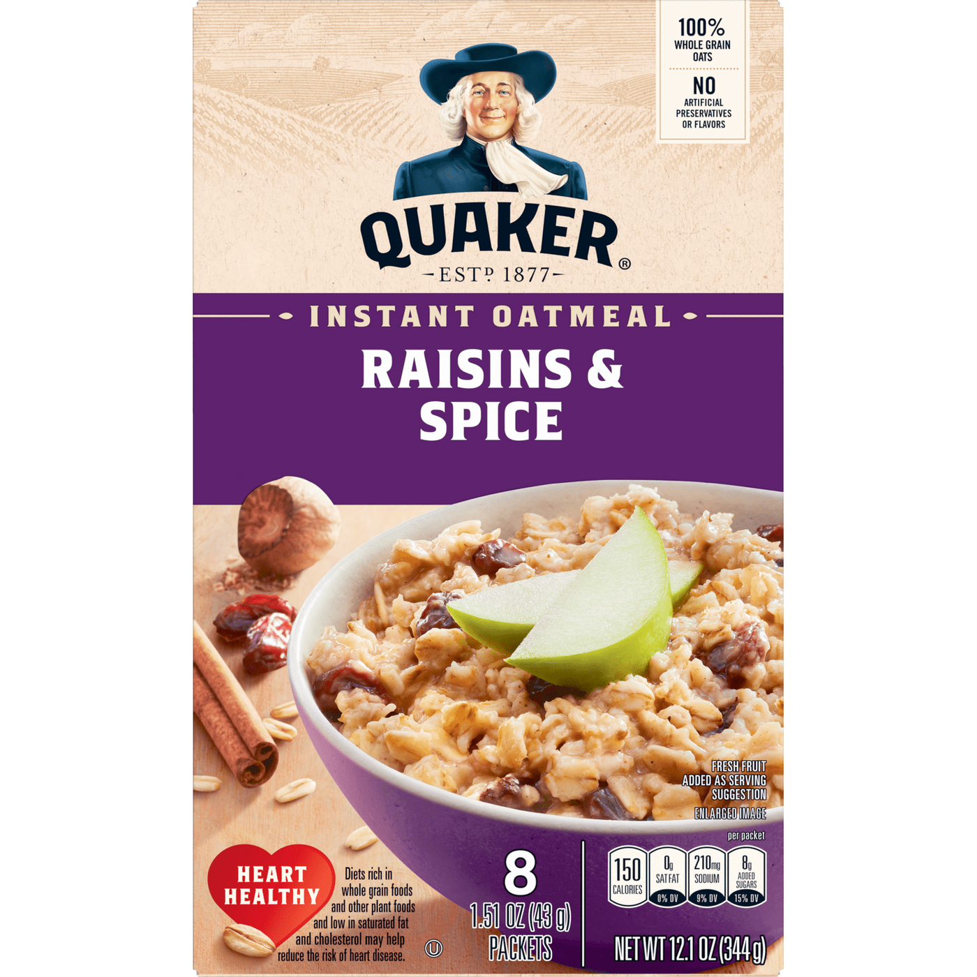 Quaker Instant Oatmeal Raisin & Spice 344gr