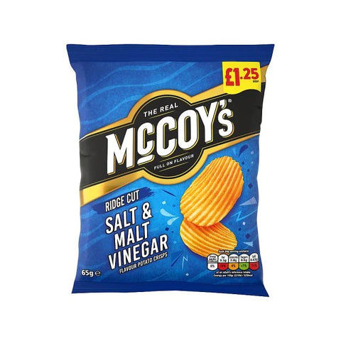 mccoys salt & malt vinegar ridge cut 65gr (UK) (share bag)