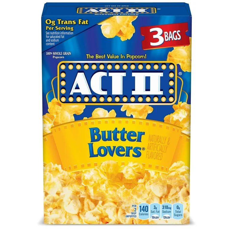 Act II Butter Lovers 255gr (3 x 85gr bags)