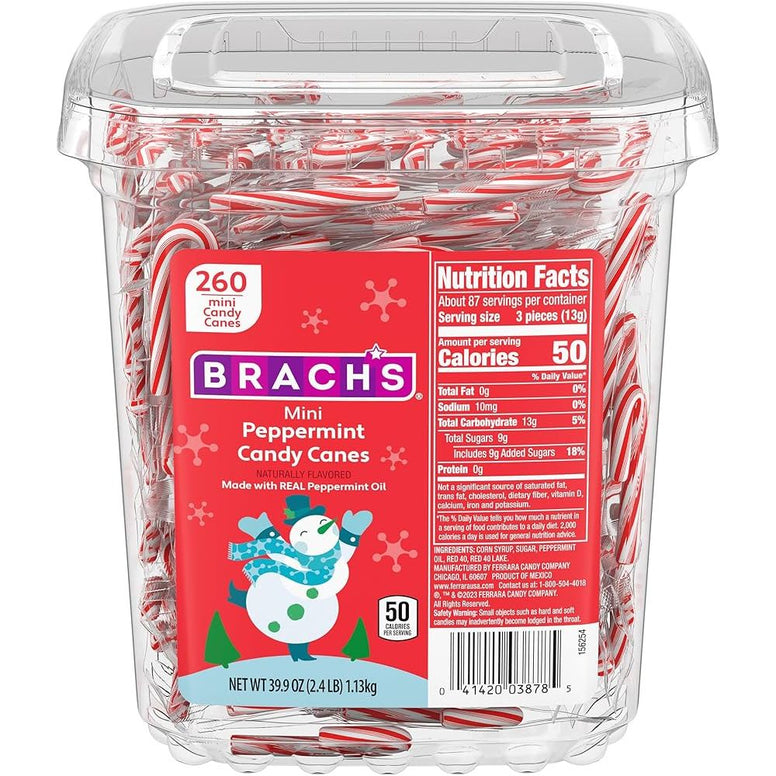 Brach's Mini Peppermint Candy Canes Tube 1.13kg (260ct)