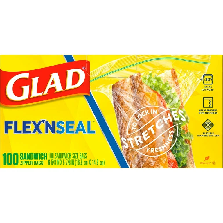 Glad Flex and seal sandwich bags 100pcs