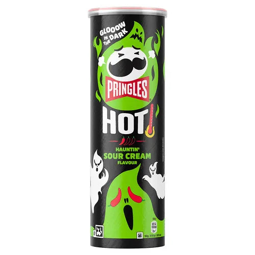 Pringles Hot Hauntin Sour cream 160gr (glow in the dark box)