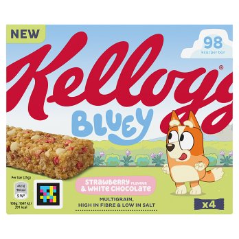 Kellogg's Bluey Strawberry Flavour & White Chocolate 4 x 25g