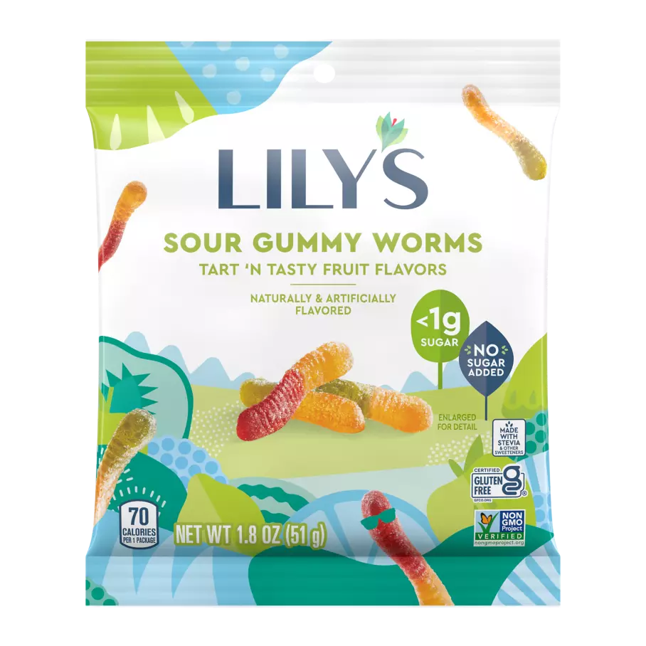 Lily's Sour Gummy Worms 50gr (Hershey low sugar brand)