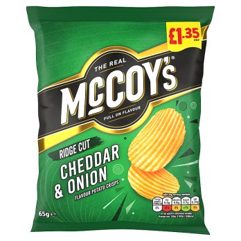 McCoy's Ridge Cut Cheddar & Onion Flavour Potato Crisps 65g