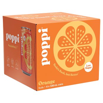 Poppi Orange Soda 4 x 330ml