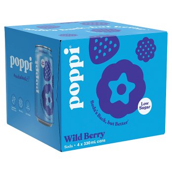 Poppi Wild Berry Soda 4 x 330ml