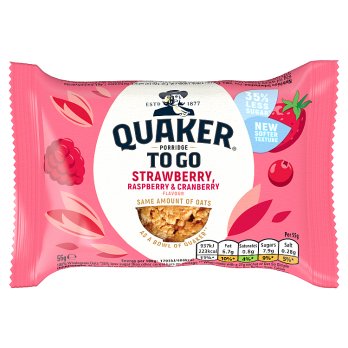 Quaker Porridge To Go Mixed Berries Breakfast Bar 55g