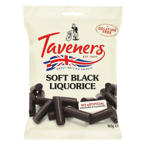 Taveners Soft Black Liquorice 165gr