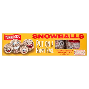 Tunnocks Snowballs Coconut covered Marshmallows 4x30g(120g)