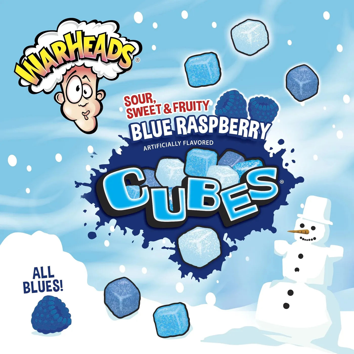 Warheads Blue raspberry Cubes 85gr