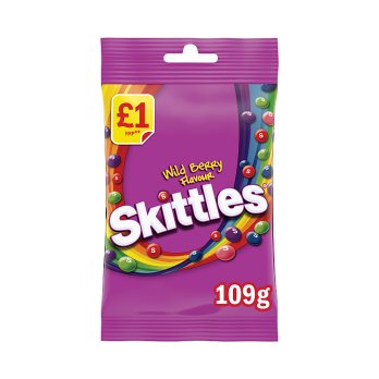 Skittles Vegan Chewy Sweets Wild Berry Fruit Flavoured Treat Bag 109g