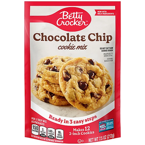 Betty Crocker Chocolate Chips cookie mix 212gr (small size bag)