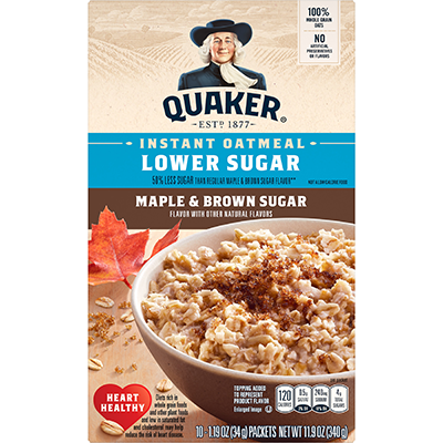 Quaker Instant Oatmeal Maple & Brown Sugar Lower Sugar (340gr)