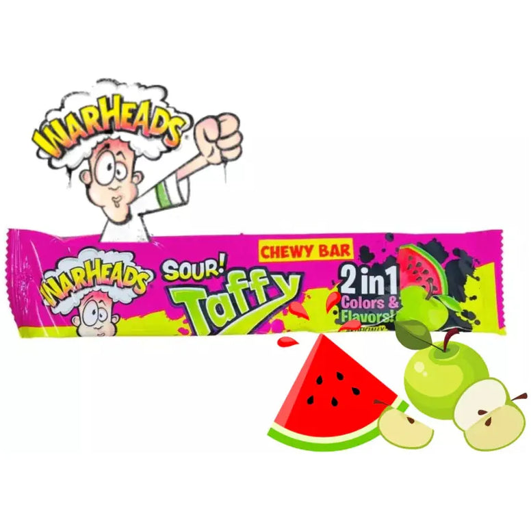 Warheads Sour Taffy 2in1 Apple Watermelon 42gr
